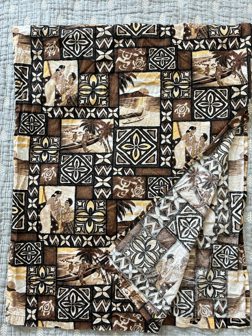 Vintage Hilo Hattie The Hawaiian Original Brown Print Strappy Maxi Dress - Picture 6 of 6